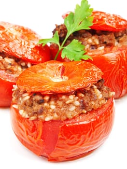 Stuffed tomato with meat and rice