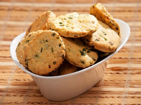 Salty cookies with herbs