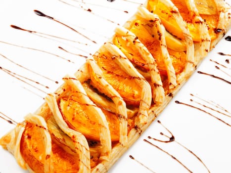 Crispy apple tart close up