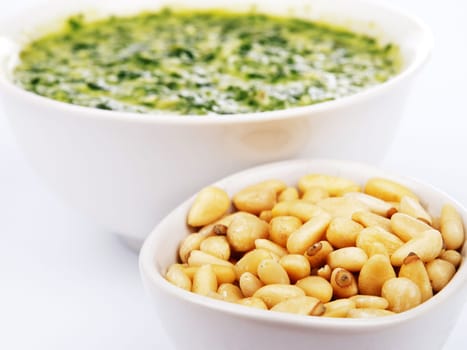 Pesto sauce isolated on white