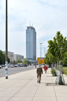 Footpath on the edge of Karl-Marx-Allee in Berlin