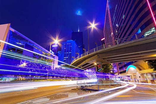 busy traffic night in finance urban