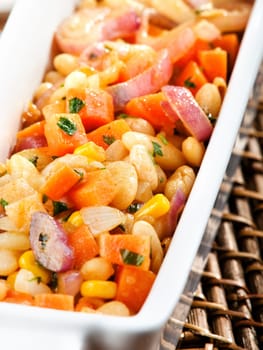 Venetian beans served, close up