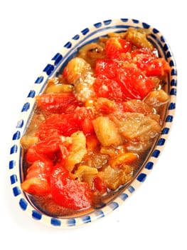 Turkish eggplant dip isolated on white background