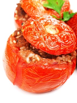 Stuffed tomato with meat and rice