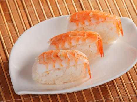 Nigiri sushi with shrimp