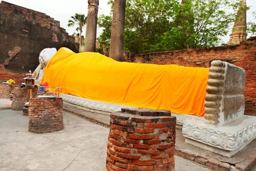 Wat Lokayasutharam is Temple of Reclining Buddha in Ayutthaya, Thailand