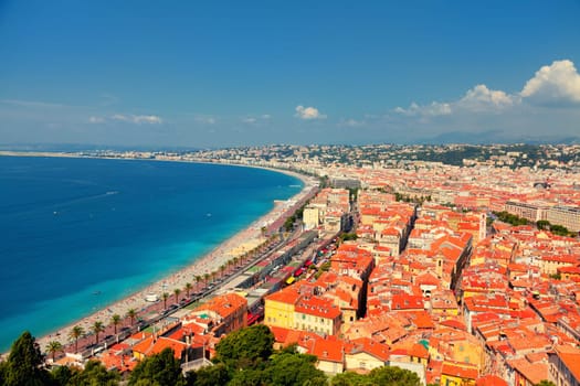 Nice, French Riviera viewed from the high Castle Hill