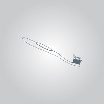 Toothbrush and Toothpaste. Flat web icon or sign isolated on grey background. Collection modern trend concept design style vector illustration symbol