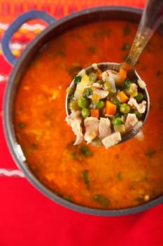 Minestrone soup, close up