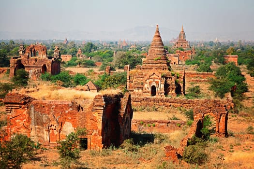 Pagodas in Bagan, Myanmar - valley with more than 2000 ancient pagodas