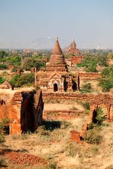 Pagodas in Bagan, Myanmar - valley with more than 2000 ancient pagodas