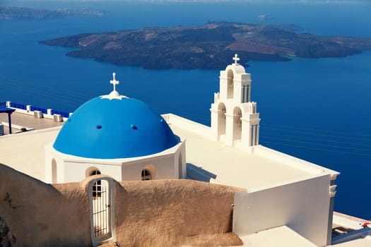 Famous church in Fira, Santorini