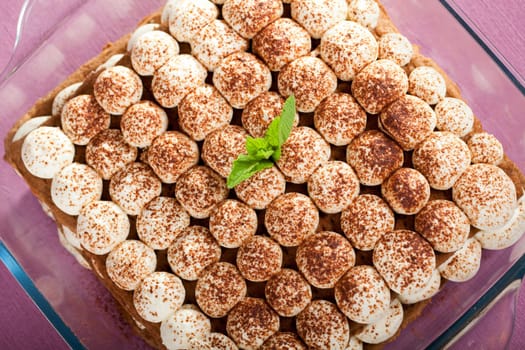 Homemade cheesecake with cocoa