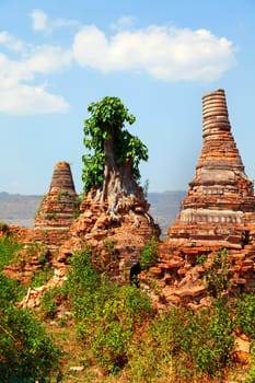 Stupas in Sagar - 108 stupas from the 16-17 th centuries, near Lake Inle, Myanmar