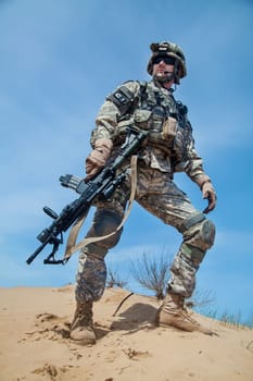 United States paratrooper airborne infantry in the desert
