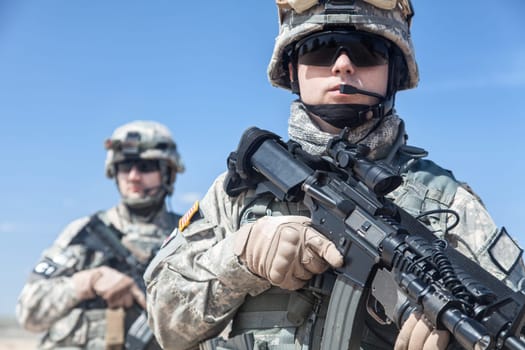 United States paratroopers airborne infantrymen with weapons