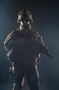 United States paratrooper airborne infantry in the smoke
