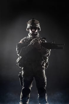 United States paratrooper airborne infantry in the smoke