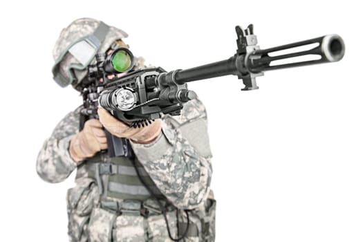 United States paratrooper airborne infantry studio shot on white background