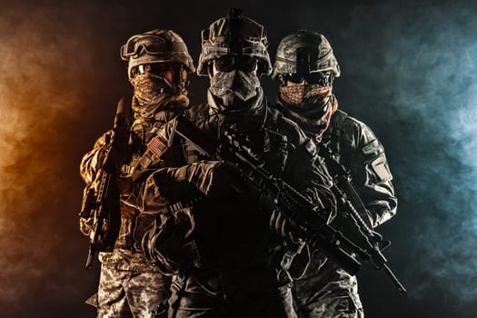 United States paratroopers airborne infantry in the smoke