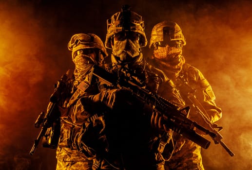 United States paratroopers airborne infantry in the smoke