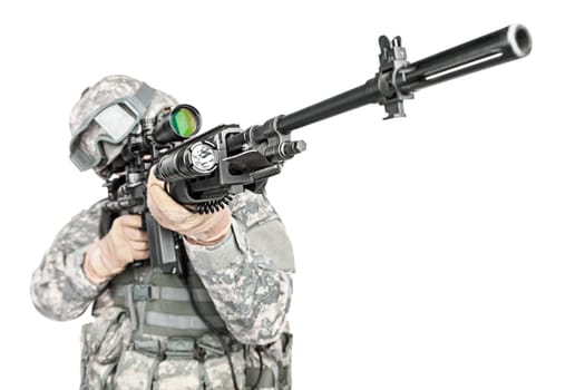 United States paratrooper airborne infantry studio shot on white background