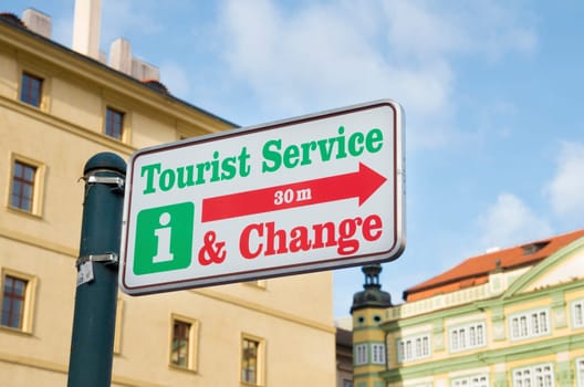 tourist service shield in prague, czech republic