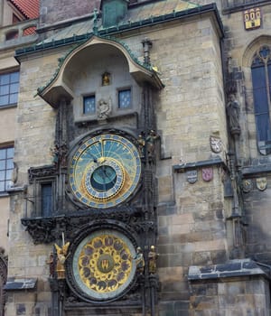 famous astronomical clock in prague, czech republic