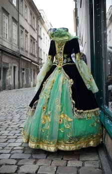 vintage medieval dress in the streets of prague