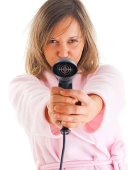 Woman with hair-drier