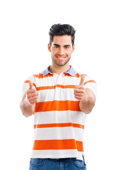 Portrait of happy handsome young man isolated on white background