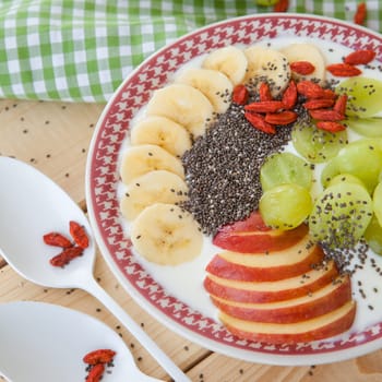 Smoothie Bowl with fresh fruit and chia seeds