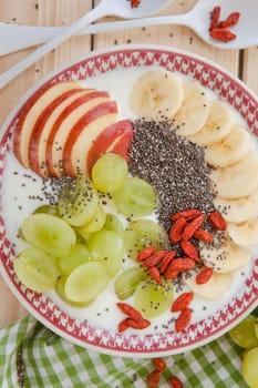 Smoothie Bowl with fresh fruit and chia seeds