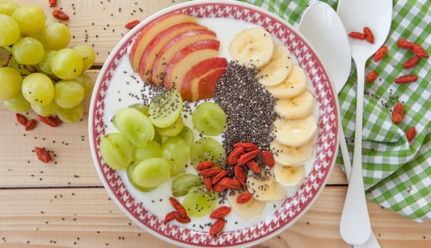 Smoothie Bowl with fresh fruit and chia seeds