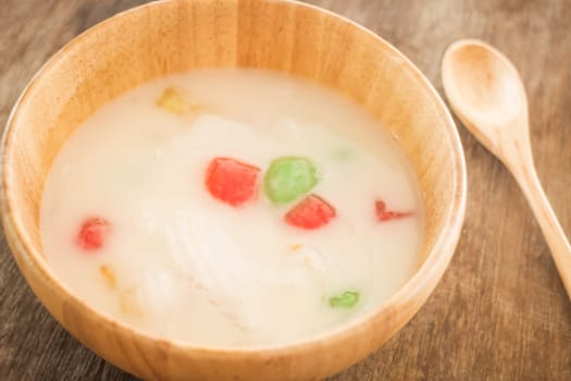 Water chestnut coated with tapioca starch in coconut cream, stock photo