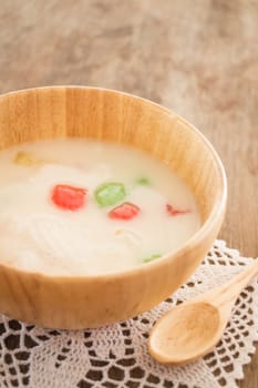 Water chestnut coated with tapioca starch in coconut cream, stock photo