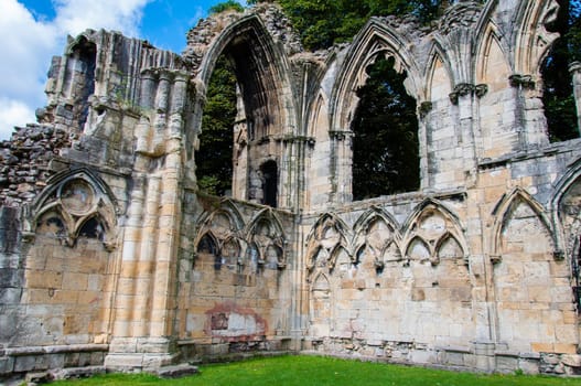 Old cathedral wall in city of York, United Kingdom