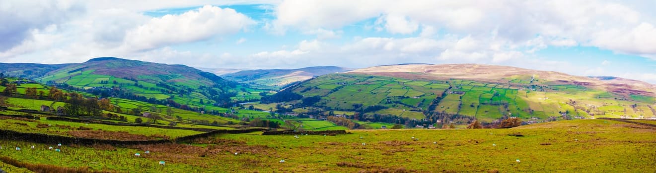 Green Countryside landscape in Yorkshire Dales National Park, United Kingdom