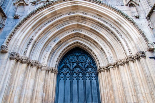 Architectual detail of York Minster in city of York, UK