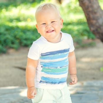 Baby walking in the park