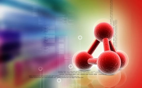 Digital illustration of molecules in colour background