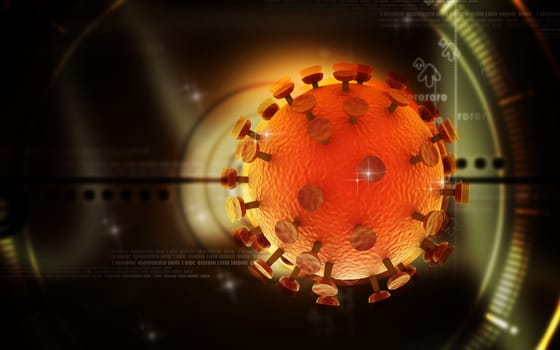 Digital illustration of HIV Virus in colour background
