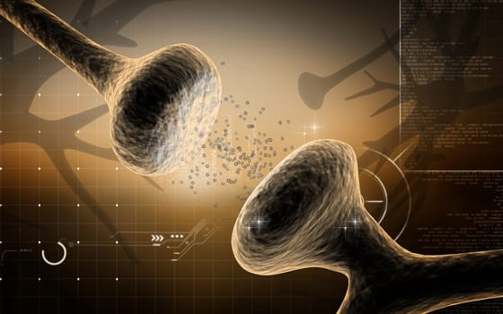 Digital illustration of synapse in colour background