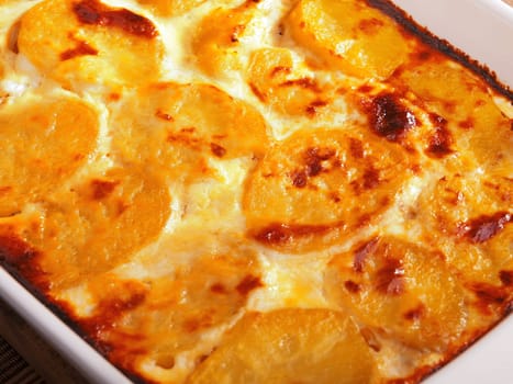 Potato casserole in a baking dish