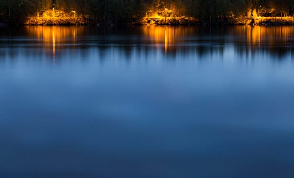 Street Light on Path by River in Umea, Sweden