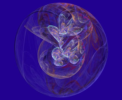 Abstract design made of fractal textures on blue background