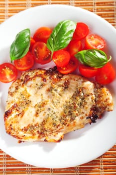 Grilled chicken breasts with pumpkin seeds
