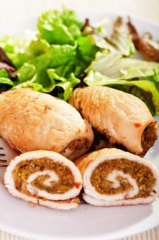 Turkey roulade with herbs and nuts