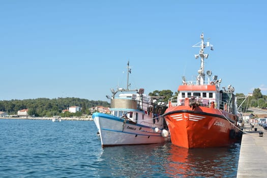 Fishing boats in the port of Rovinj in Croatia